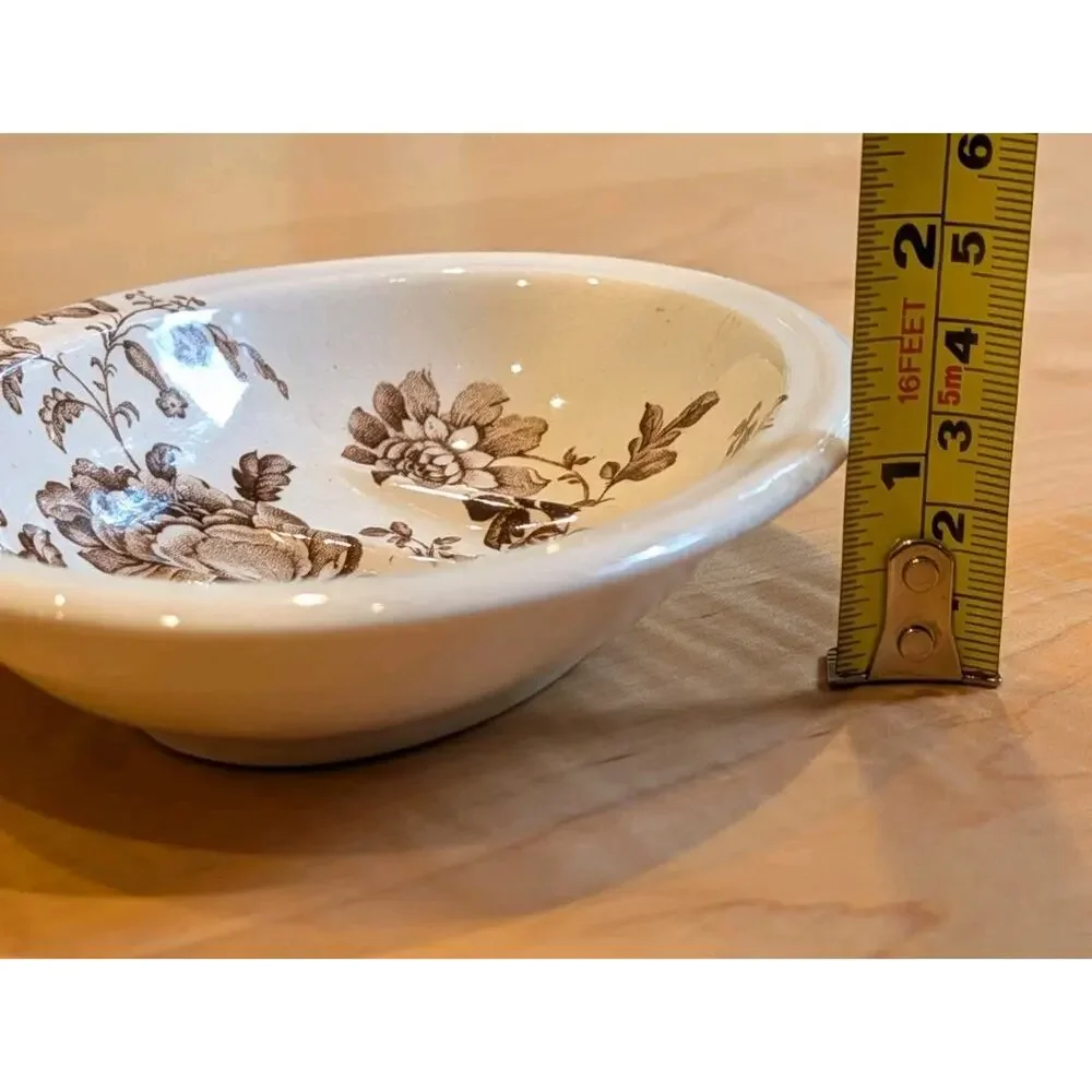 Antique Ironstone Charlotte Royal Crownford England Soap Dish Brown TransferWare